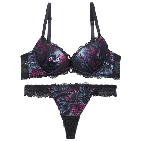 8/6新作!【Tバック】ルミナスシャドウブルームブラジャー&バック透けTバックショーツ[推し][人気](ブラック-A65/ショーツM)