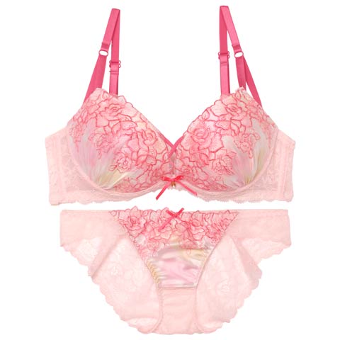 11/8再販!【三上悠亜着用】マーブルベルローズブラジャー&バック透けフルバックショーツ[推し][人気](ピンク-A65/ショーツM)