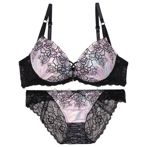 11/8再販!【三上悠亜着用】マーブルベルローズブラジャー&バック透けフルバックショーツ[推し][人気](ブラック-A65/ショーツM)