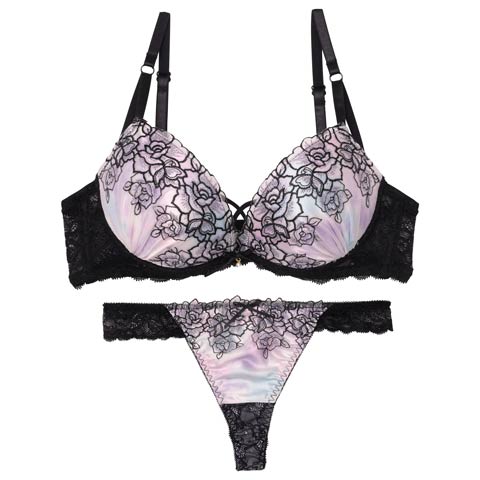 9/19新作!【Tバック】【三上悠亜着用】マーブルベルローズブラジャー&バック透けTバックショーツ[推し][人気](ブラック-A65/ショーツM)