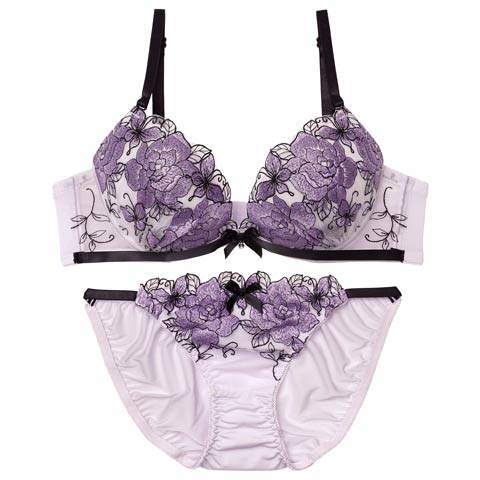 12/1新作!グラマラスローズブルームブラジャー&フルバックショーツ[推し][人気](パープル-A65/ショーツM)