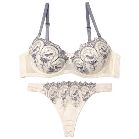 11/1再販!【Tバック】エレガントプリンセスヒールブラジャー&Tバックショーツ[推し][人気](アイボリー-A65/ショーツM)