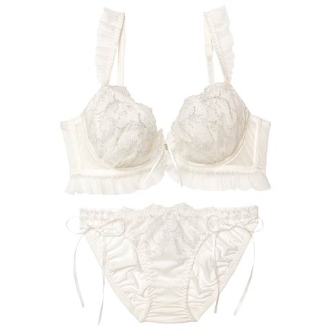 11/14新作!エンジェルフェザーフリルブラジャー&フルバックショーツ[推し](アイボリー-A70/ショーツM)