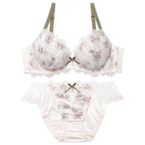 2/20新作!チャーミングフルールガーデンブラジャー&フルバックショーツ[推し](アイボリー-B65/ショーツM)