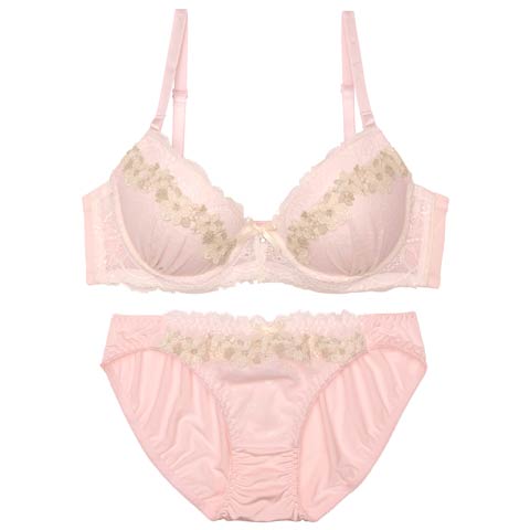 7/30新作!【EFサイズ】フルーロンプリティーレースブラジャー&フルバックショーツ[推し](ピンク-E65/ショーツM)
