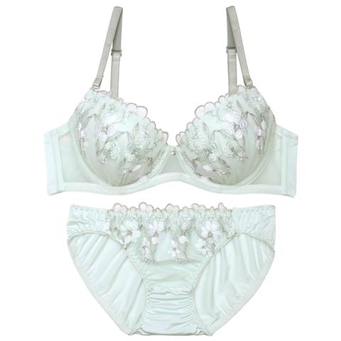 7/21新作!ナチュラルフラワースカラップブラジャー&フルバックショーツ[推し][人気](ミント-A65/ショーツM)