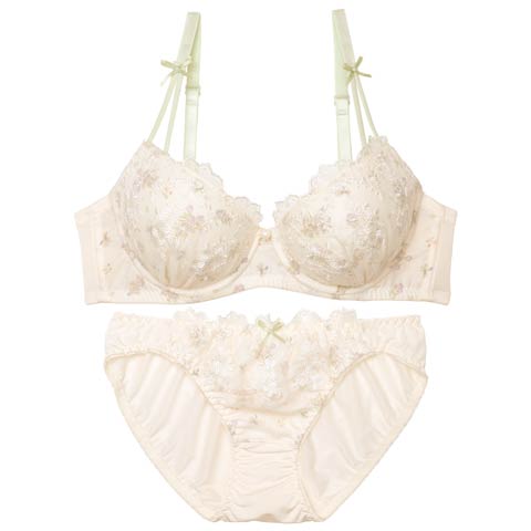 7/28新作!レトロプティフルールブラジャー&フルバックショーツ[推し][人気](アイボリー-A65/ショーツM)