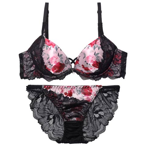 4/10新作!ビビッドブルームレーシィブラジャー&バック透けフルバックショーツ[推し][人気](ピンク-A65/ショーツM)