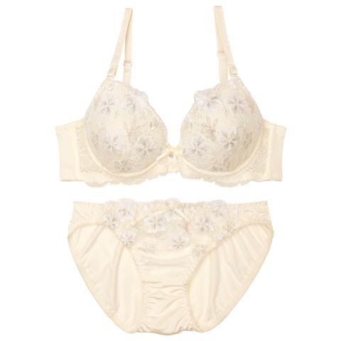 9/3新作!パステルメルティブロッサムブラジャー&フルバックショーツ[推し][人気](アイボリー-A65/ショーツM)