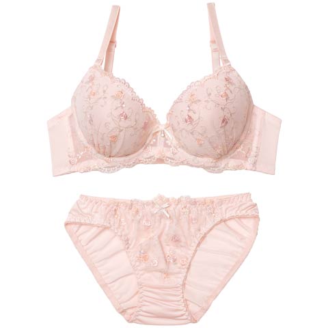 10/24新作!ガーリーパステルローズブラジャー&フルバックショーツ [推し][人気](ピンク-A65/ショーツM)