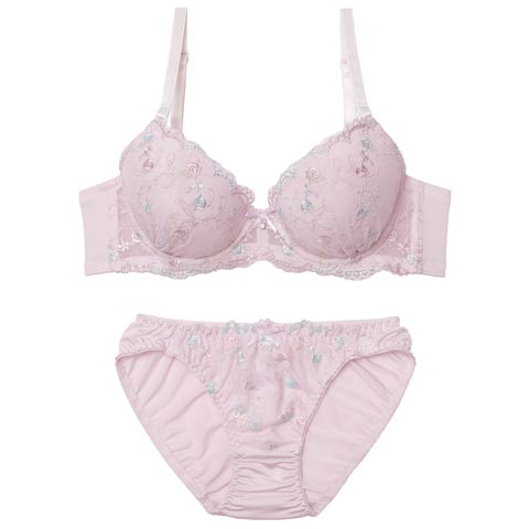 10/24新作!ガーリーパステルローズブラジャー&フルバックショーツ [推し][人気](パープル-A65/ショーツM)