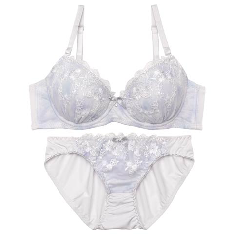 12/3新作!マーブルシャイニーフラワーブラジャー&フルバックショーツ[推し][人気](グレー-A65/ショーツM)