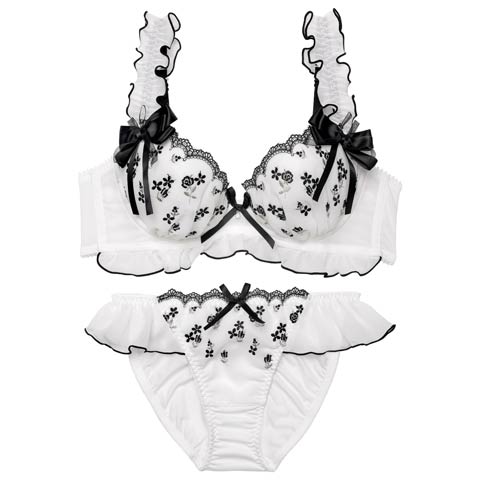 3/16新作!ロマンティックローズガーリーブラジャー&フルバックショーツ[推し](ブラック-A70/ショーツM)