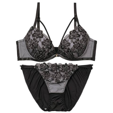 3/6新作!【三上悠亜着用】ミスティロゼコードブラジャー＆フルバックショーツ[推し][人気](ブラック-A65/ショーツM)