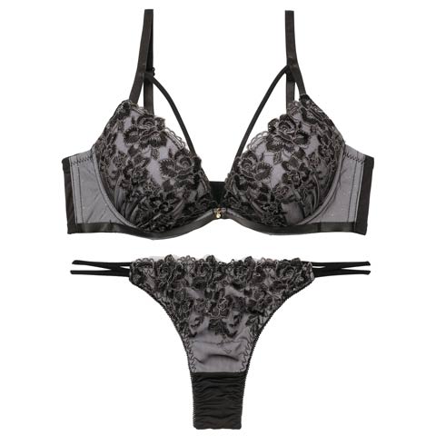 3/6新作!【Tバック】【三上悠亜着用】ミスティロゼコードブラジャー＆Tバックショーツ[推し][人気](ブラック-A65/ショーツM)