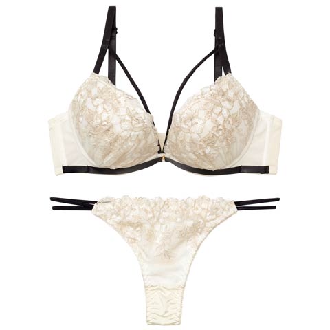 3/6新作!【EFサイズ】【Tバック】【三上悠亜着用】ミスティロゼコードブラジャー＆Tバックショーツ[推し](アイボリー-E65/ショーツM)