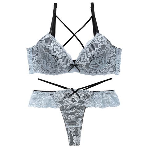 4/9再販!【EFサイズ】【Tバック】レーシィブルームコード育乳脇高ブラジャー&Tバックショーツ[推し](ブルー-E65/ショーツM)