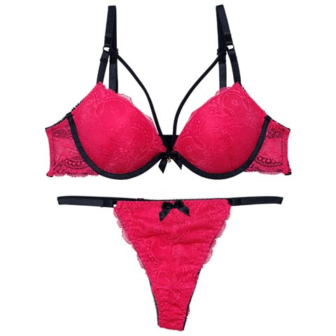 【Tバック】スパイシービビットコードブラジャー&バック透けTバックショーツ[推し][人気](ピンク-A65/ショーツM)