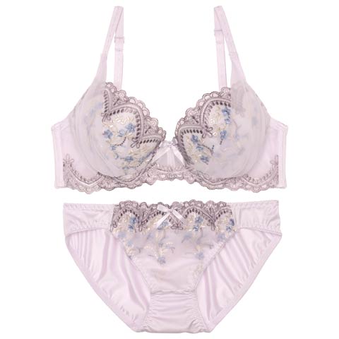 12/27再販!クラシカルフローラルアーチブラジャー&フルバックショーツ [推し][人気](ラベンダー-A70/ショーツM)