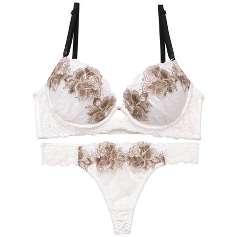 【Tバック】【三上悠亜着用】マーベラスレディフラワー育乳脇高ブラジャー&Tバックショーツ[推し][人気](ホワイト-B65/ショーツM)