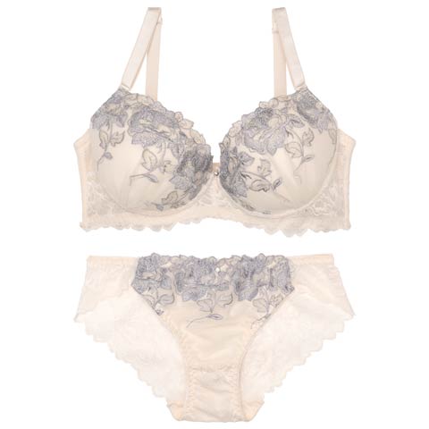 【EFサイズ】【三上悠亜着用】ノーブルビューティーローズ育乳ブラジャー&バック透けフルバックショーツ[推し](クリーム-E70/ショーツM)