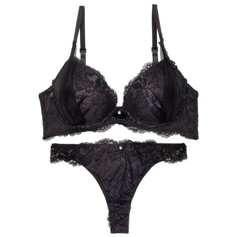 8/8新作!【Tバック】【かとゆり着用】シャルムチュールホールブラジャー&バック透けTバックショーツ[推し][人気](ブラック-B65/ショーツM)