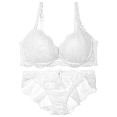 8/8新作!【EFサイズ】【かとゆり着用】シャルムチュールホールブラジャー&バック透けフルバックショーツ[推し](ホワイト-E70/ショーツM)