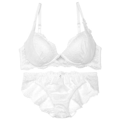 9/3新作!【かとゆり着用】【ノンワイヤー】シャルムチュールホールブラジャー&バック透けフルバックショーツ[推し][人気](ホワイト-M)