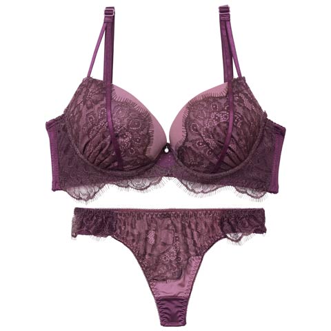 10/10新作!【Tバック】【三上悠亜着用】アイラッシュホールレース育乳脇高ブラジャー&Tバックショーツ[推し][人気](パープル-A70/ショーツM)