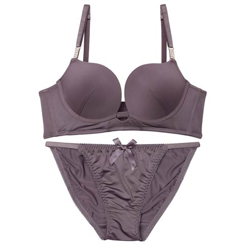 8/13新作!ワンカラージュエルチャーム育乳脇高ブラジャー&フルバックショーツ[推し][人気](ブラウン-B65/ショーツM)