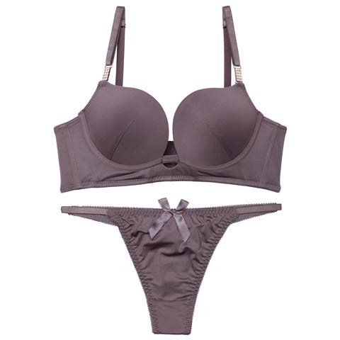 8/13新作!【Tバック】ワンカラージュエルチャーム育乳脇高ブラジャー&Tバックショーツ[推し][人気](ブラウン-B65/ショーツM)