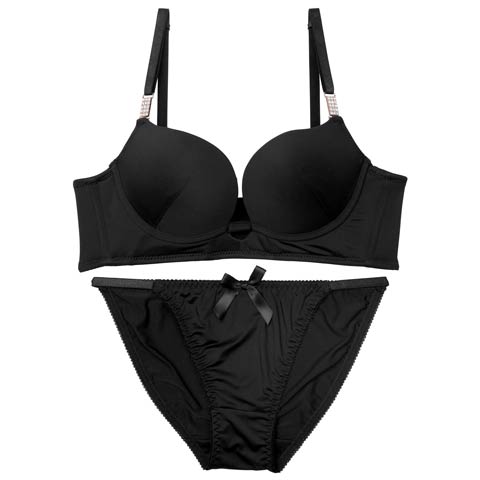 8/13新作!【EFサイズ】ワンカラージュエルチャーム育乳ブラジャー&フルバックショーツ[推し](ブラック-E70/ショーツM)