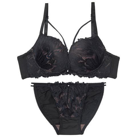 9/17新作!グロリアスコードレースブラジャー&フルバックショーツ[推し][人気](ブラック-A70/ショーツM)