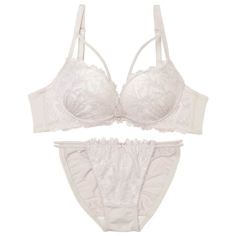 9/17新作!グロリアスコードレースブラジャー&フルバックショーツ[推し][人気](グレー-A70/ショーツM)