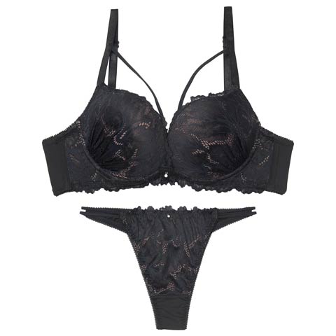 9/17新作!【Tバック】グロリアスコードレースブラジャー&Tバックショーツ[推し][人気](ブラック-A70/ショーツM)