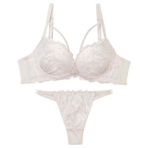 9/17新作!【Tバック】グロリアスコードレースブラジャー&Tバックショーツ[推し][人気](グレー-A70/ショーツM)