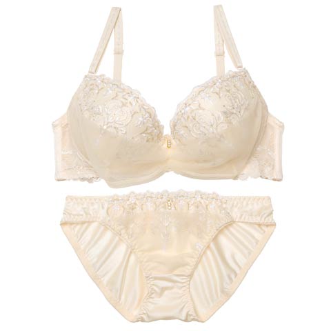 【EFサイズ】ゴシックチュールシャンデリアブラジャー&フルバックショーツ[推し](クリーム-E70/ショーツM)
