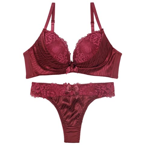 11/3新作!【Tバック】ゼブラジャガードサテンブラジャー&Tバックショーツ[推し][人気](ワインレッド-A70/ショーツM)