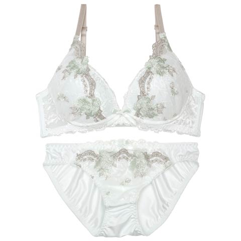 10/15再販!ダマスクブルームアーチブラジャー&フルバックショーツ[推し][人気](ミント-B70/ショーツM)