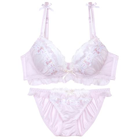 9/11再販!ミルキーバニーフリルブラジャー&フルバックショーツ[推し][人気](ピンク-A70/ショーツM)