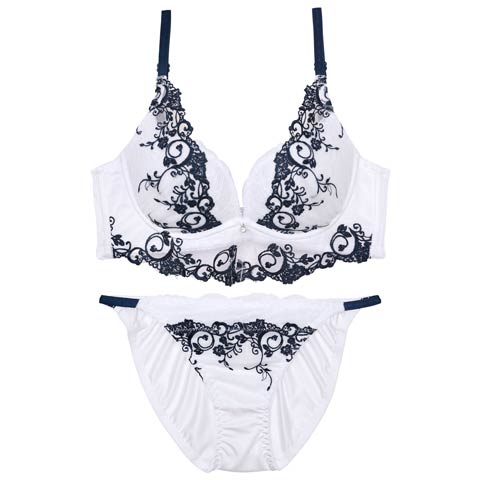 8/8新作!ミスティックアイビーカシュクール育乳ブラジャー&フルバックショーツ[推し][人気](ホワイト-A70/ショーツM)