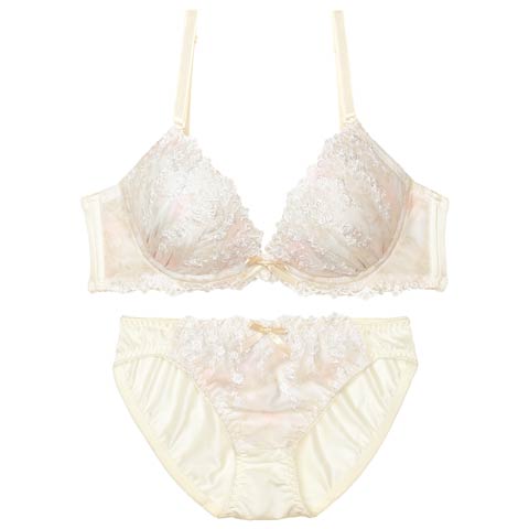 7/11新作!メルティペールフラワーブラジャー&フルバックショーツ[推し][人気](クリーム-A70/ショーツM)