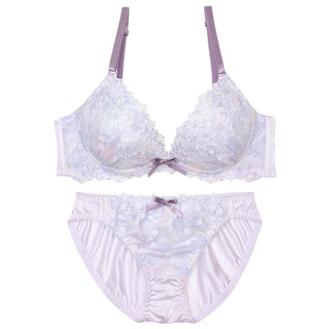 7/11新作!メルティペールフラワーブラジャー&フルバックショーツ[推し][人気](ラベンダー-A70/ショーツM)