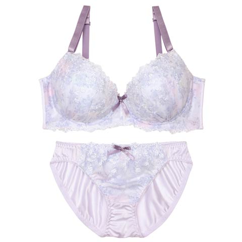 7/11新作!【EFサイズ】メルティペールフラワーブラジャー&フルバックショーツ[推し](ラベンダー-E70/ショーツM)