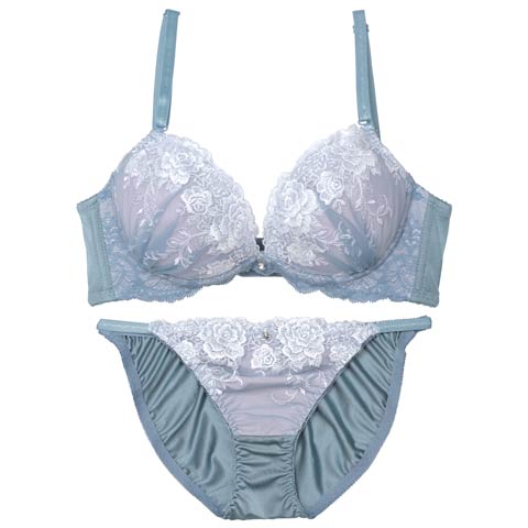 9/11再販!ドルチェミスティーローズ育乳ブラジャー&フルバックショーツ[推し][人気](ブルー-A70/ショーツM)