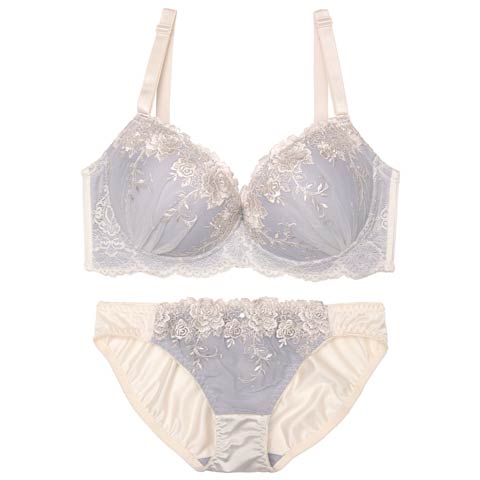 7/30新作!【EFサイズ】ドルチェミスティーローズ育乳ブラジャー&フルバックショーツ[推し](クリーム-E70/ショーツM)