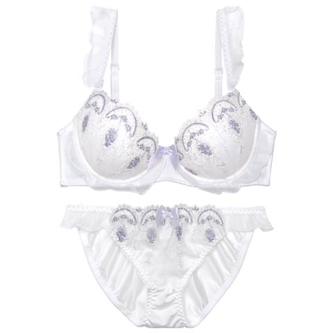7/16新作!メルティフリルアーチブラジャー&フルバックショーツ[推し][人気](ホワイト-A70/ショーツM)