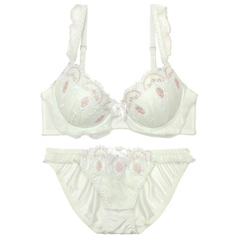 7/16新作!メルティフリルアーチブラジャー&フルバックショーツ[推し][人気](ミント-A70/ショーツM)