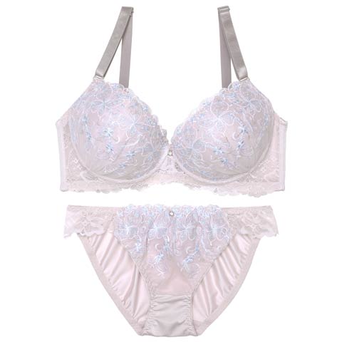 7/25新作!【EFサイズ】フェミニンリーフエンブロイダリーブラジャー&フルバックショーツ[推し](モカ-E70/ショーツM)