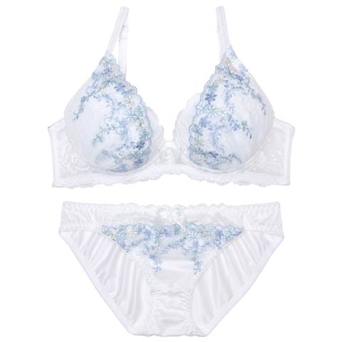 7/23新作!ガーリーマルチフルールブラジャー&フルバックショーツ[推し][人気](ホワイト-A70/ショーツM)